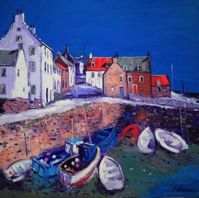 Low tide at the harbour Crail 30x30